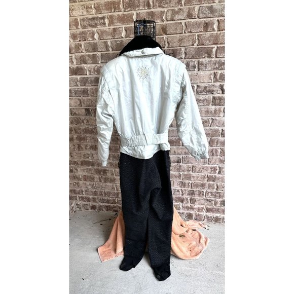 Vintage Obermeyer Ladies Ski Suit Sz 10 Iridescent 1 Piece Stirrups Embr… - Picture 6 of 12